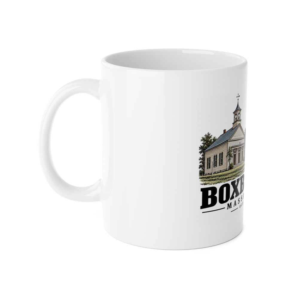 BOXBOROUGH Old Town Hall 11 oz White Ceramic Mug - Assabet Valley Goods