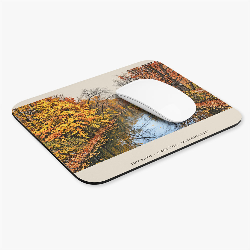 Uxbridge Tow Path mouse pad mockup showing the full illustrated print