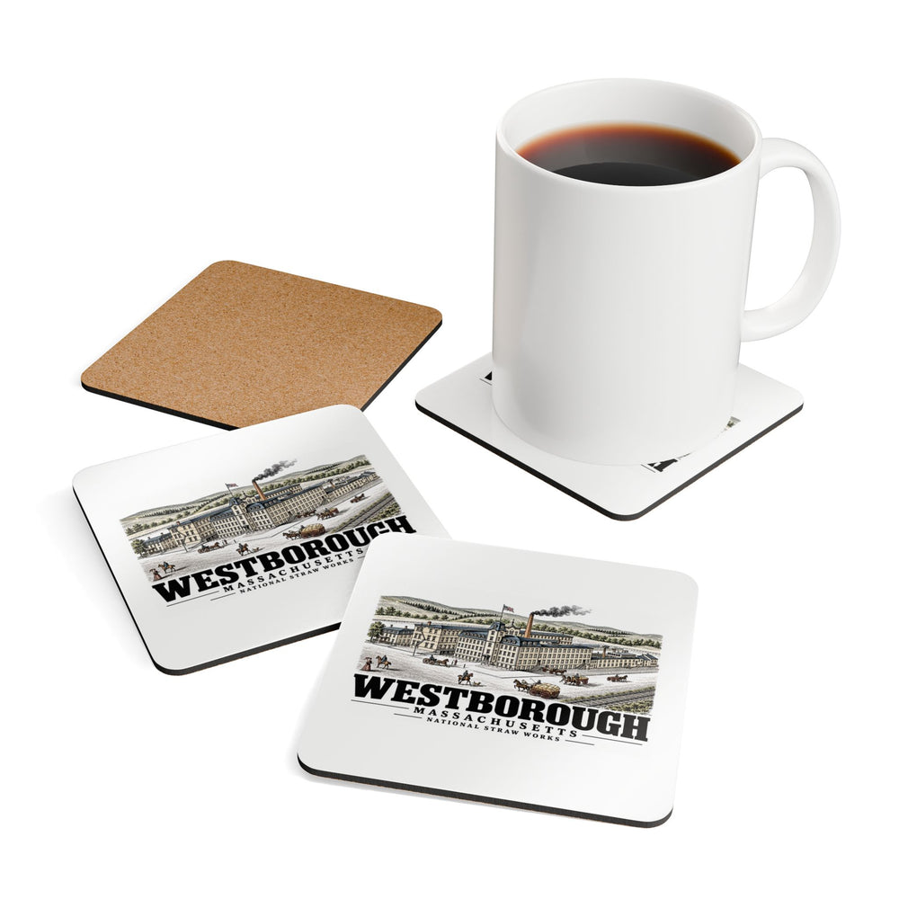 WESTBOROUGH National Straw Works Cork Back Coaster Set - Assabet Valley Goods