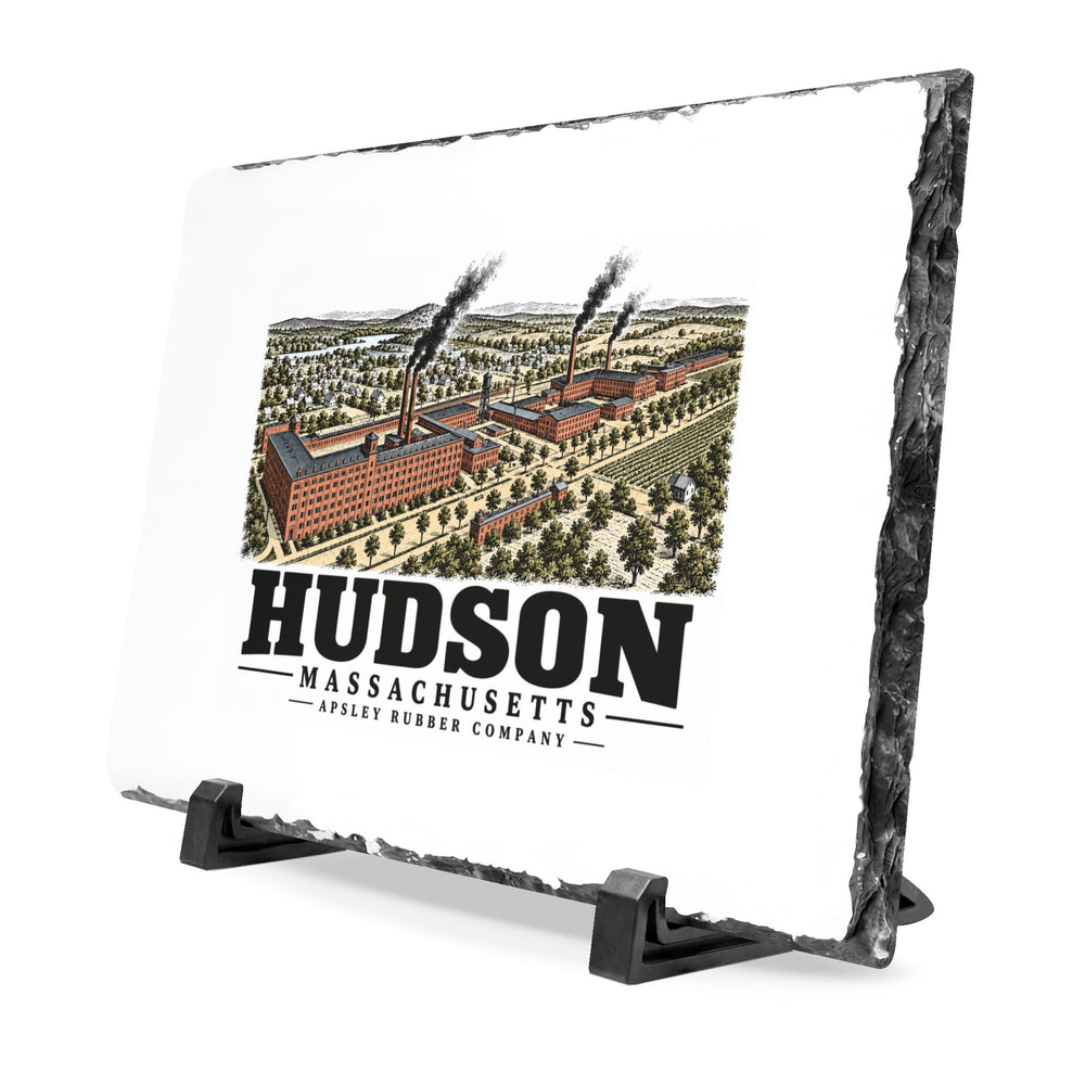 Illustrated Apsley Rubber Company in Hudson on slate desk plaque