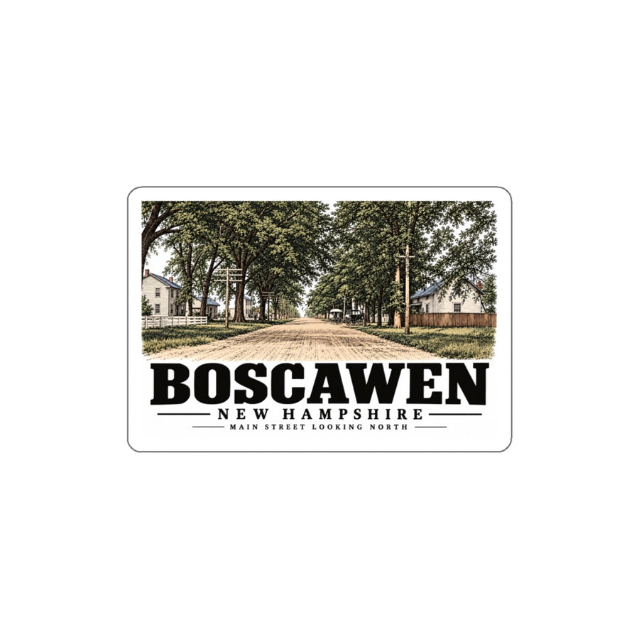 Front of Main Street Looking North white die-cut sticker, Boscawen, New Hampshire.