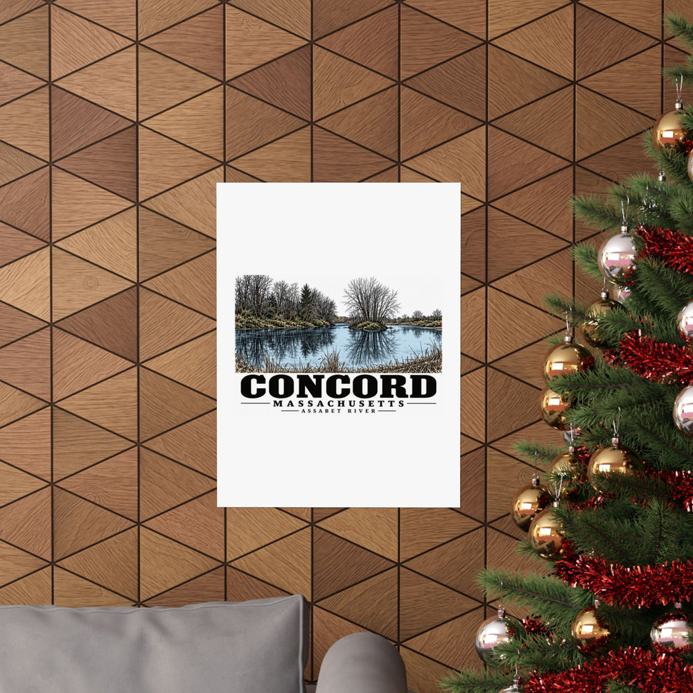 Illustrated Assabet River in Concord on unframed matte poster