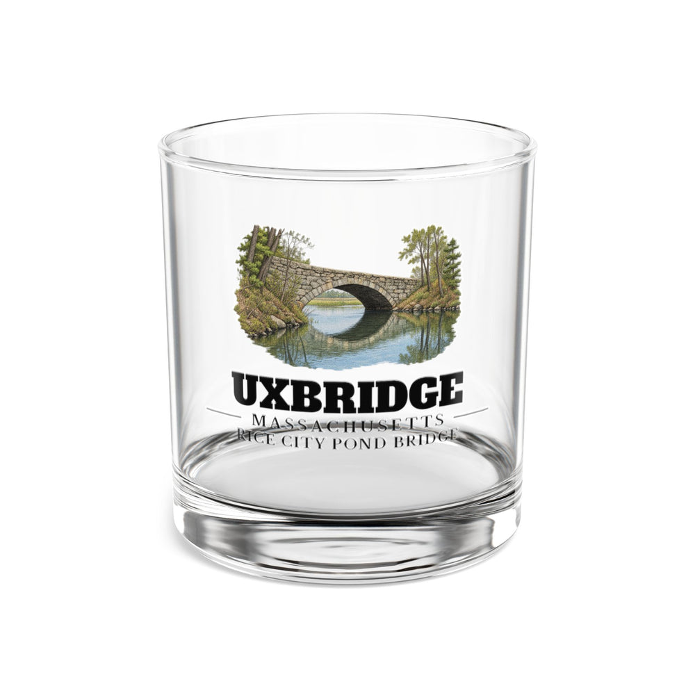 Front view of Uxbridge Rice City Pond Bridge 10 oz Rocks Glass