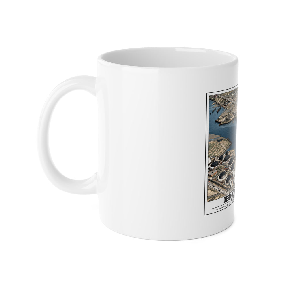 Orient Heights taken at 600 feet-Shore line, Chelsea Creek, East Boston 11 oz White Ceramic Mug - Boston Harbor
