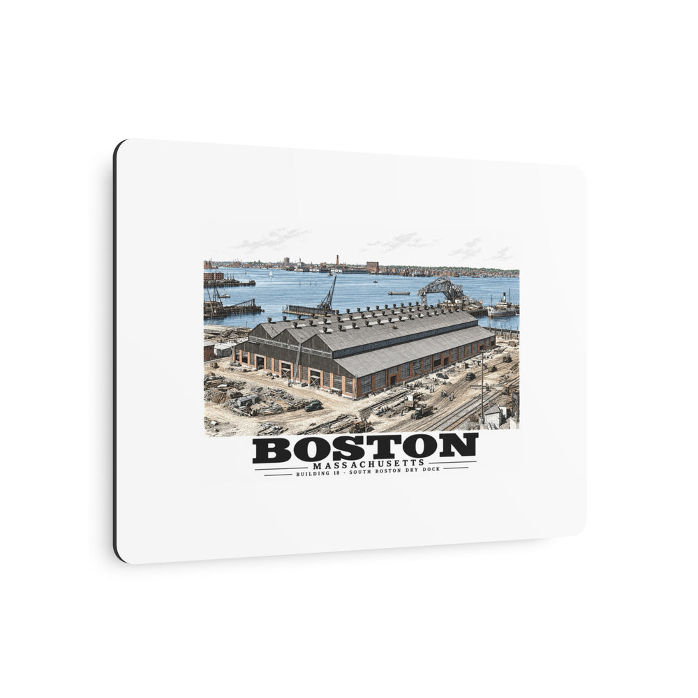 Building #18 US Naval Dry Dock, South Boston, Completed 2/1942 7 × 5 in Horizontal Metal Wall Art - Boston Harbor