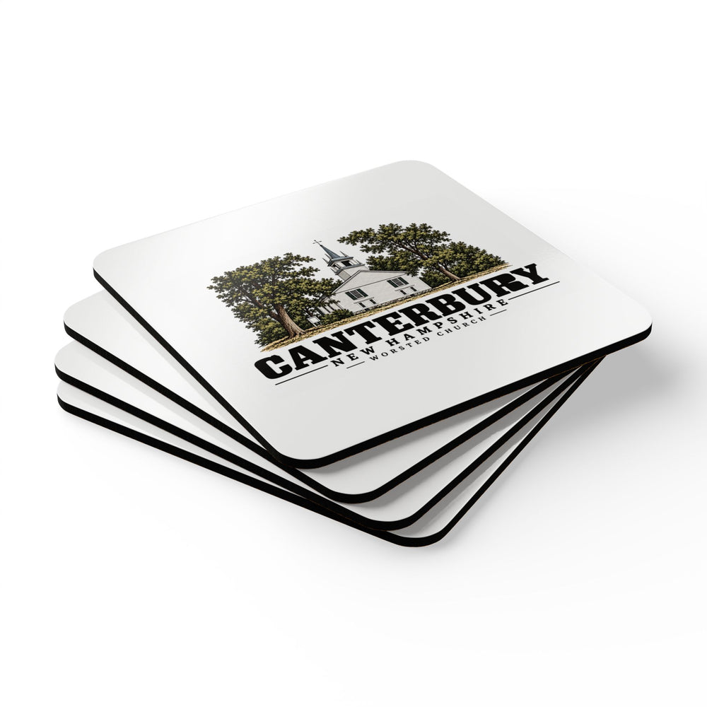 Canterbury Worsted Church and Hill’s Tavern Cork Back Coaster Set - Merrimack Valley Goods