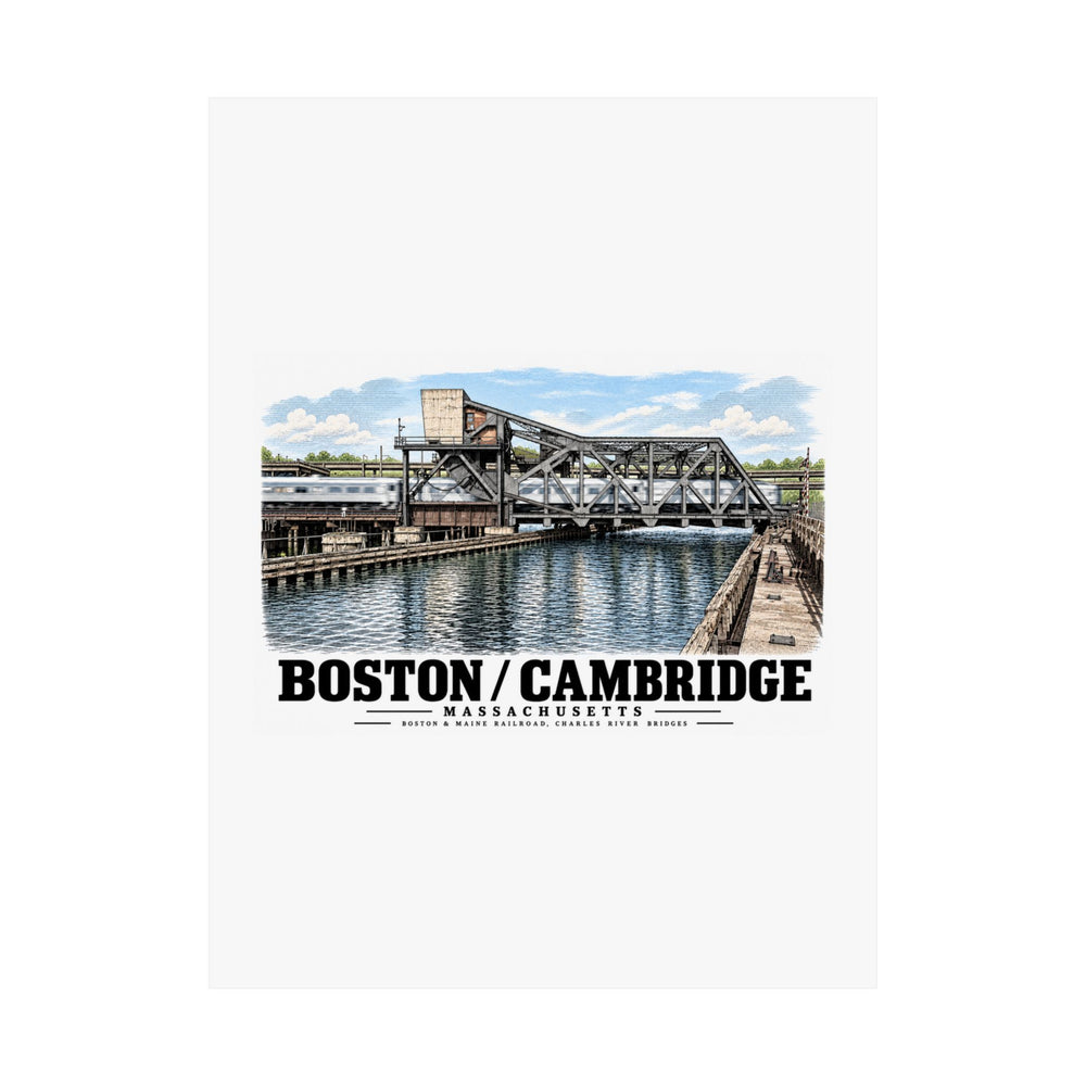 1. GENERAL VIEW SHOWING BRIDGE IN 'CLOSED' POSITION - Boston & Maine Railroad, Charles River Bridges, Charles River, North Station vicinity, Boston, Suffolk County, MA Matte Heritage Poster — 11 × 14...