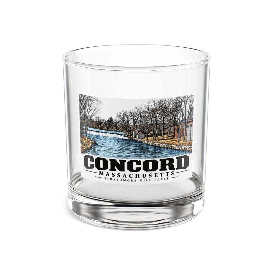 Illustrated Strathmore Mill Falls in Concord on rocks glass