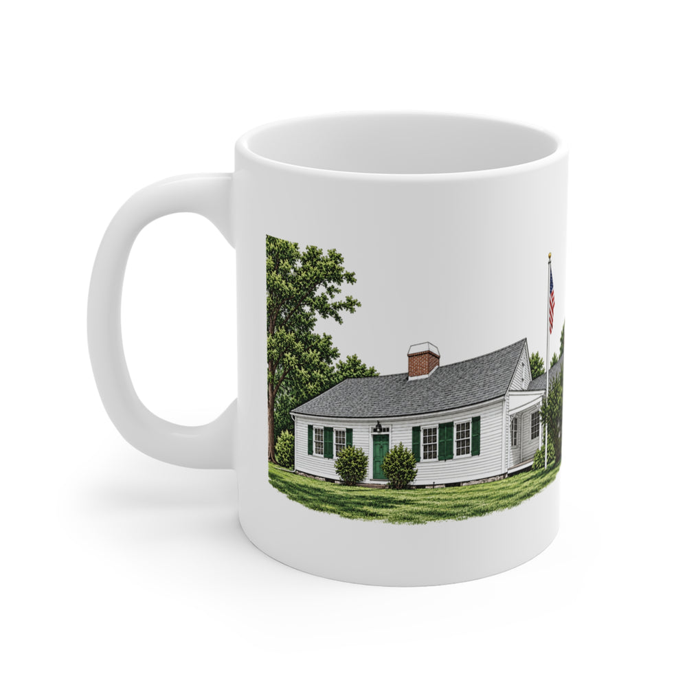 Oxford Clara Barton Birthplace 11 oz ceramic mug — artwork view, handle left — Familiar History