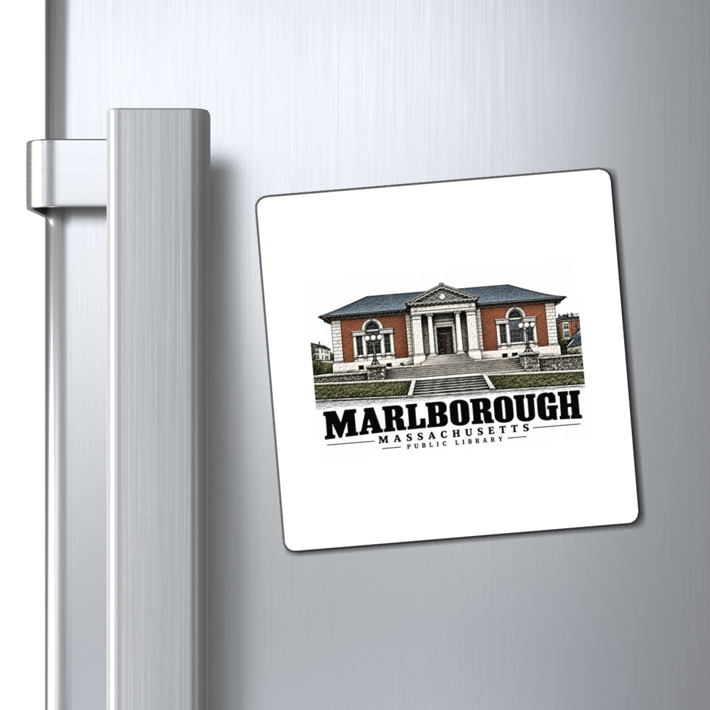Illustrated Public Library in Marlborough on square magnet