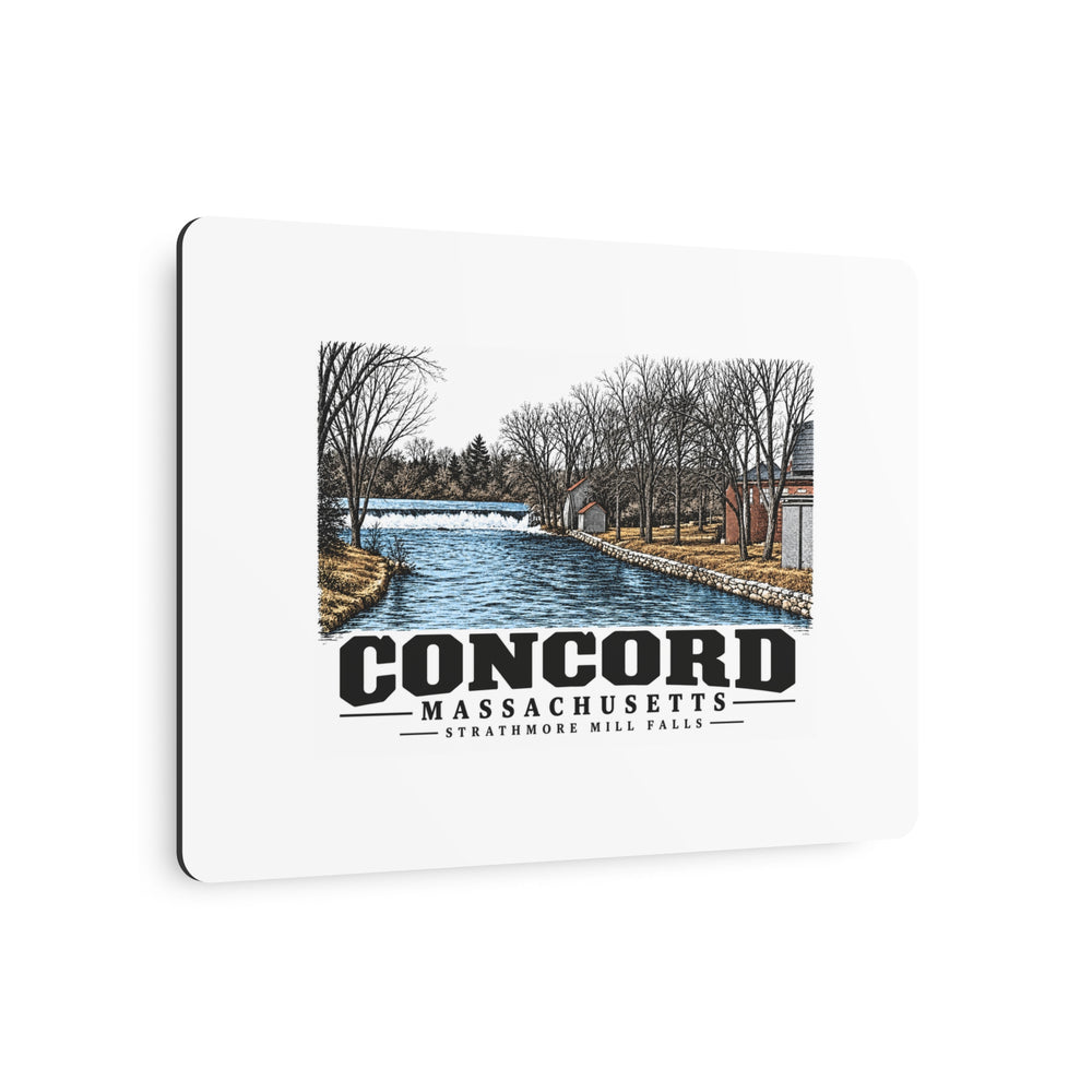 Illustrated Strathmore Mill Falls in Concord on metal art sign