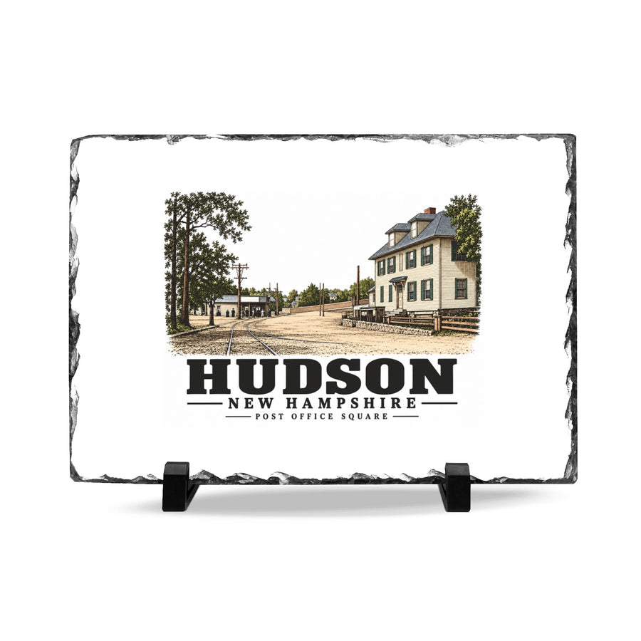Illustrated Post Office Square in Hudson on slate desk plaque