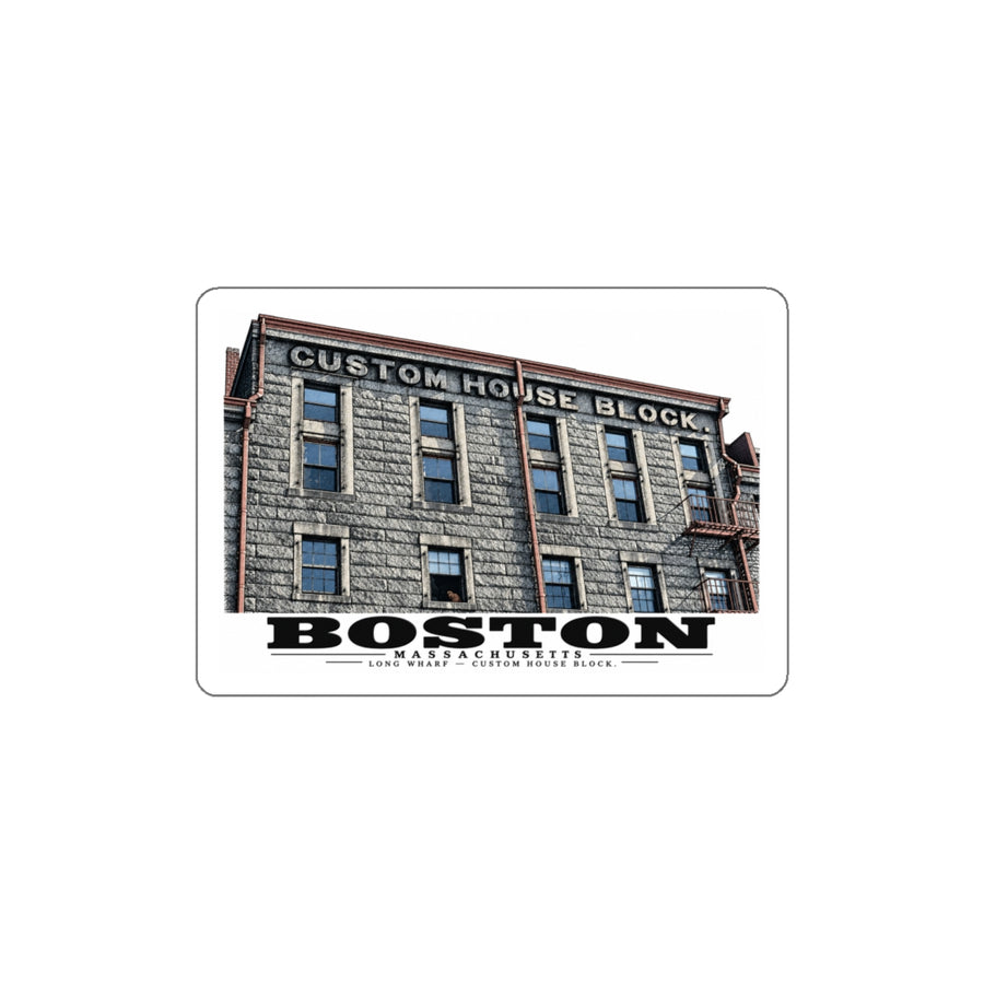 Long Wharf Custom House Block 4 in White Die-Cut Sticker - Boston Harbor
