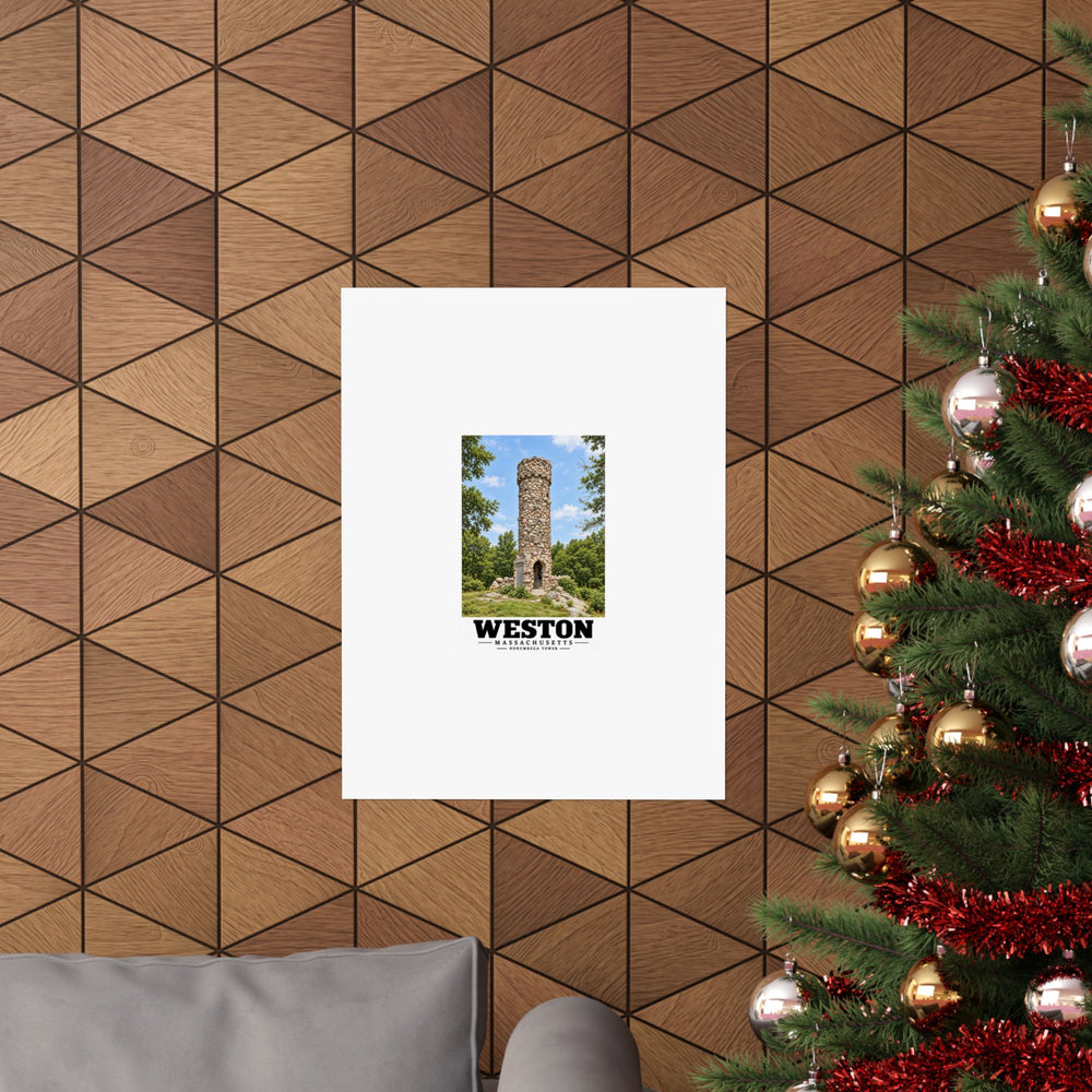 Illustrated Norumbega Tower in Weston on unframed matte poster