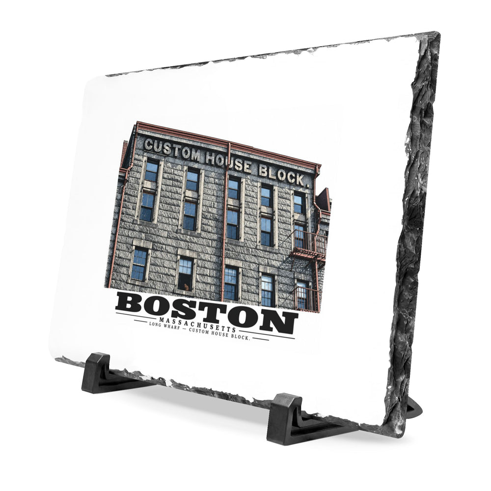 Long Wharf Custom House Block 7 × 11 in Slate Desk Plaque - Boston Harbor