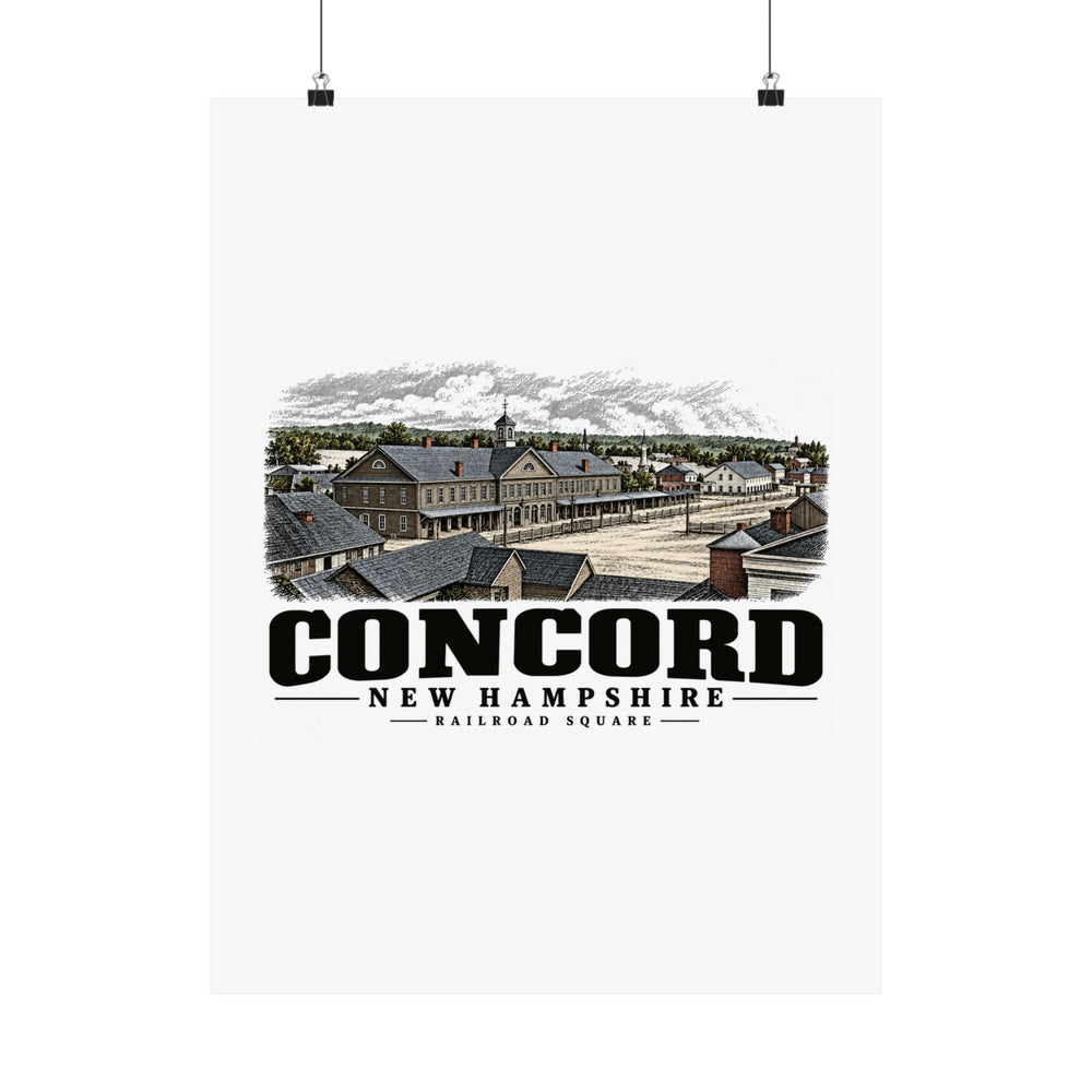 18 x 24 front of Railroad Square, 1858 matte poster, Concord, New Hampshire.
