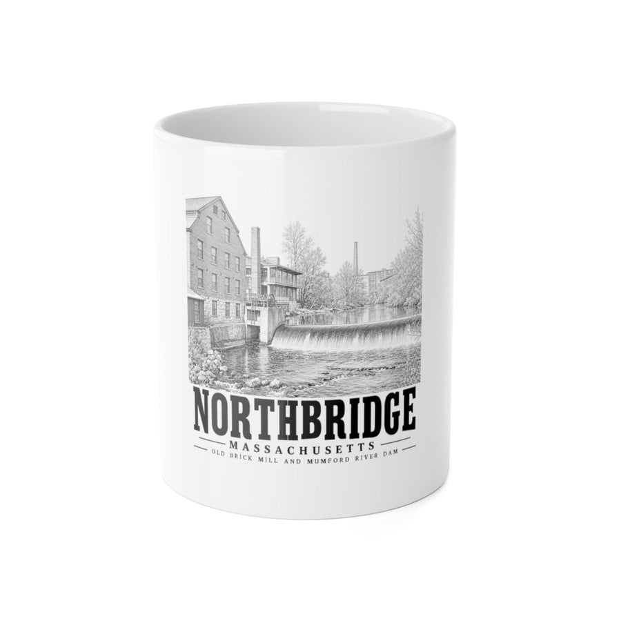 Northbridge Old Brick Mill and Mumford River Dam 11 oz Ceramic Mug - White - front product view