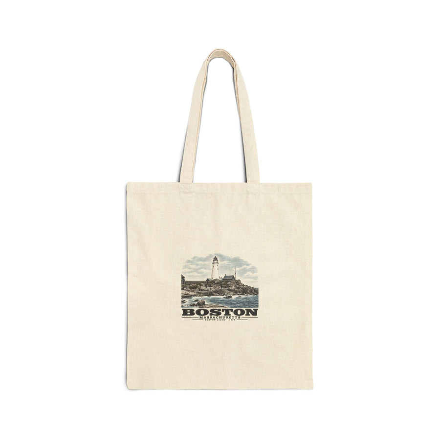Boston Light, Boston Harbor, Mass. Natural Heavy Canvas Tote - Boston Harbor
