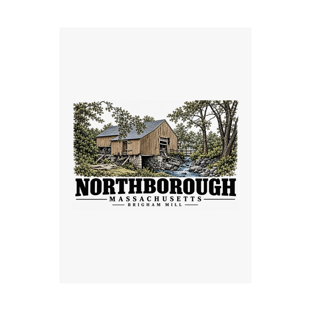 Illustrated Brigham Mill in Northborough on unframed matte poster