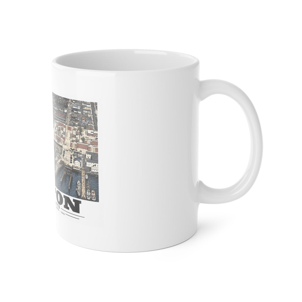 Maritime Coal Co., East Boston, MA -from South 1000 ft. 11 oz White Ceramic Mug - Boston Harbor
