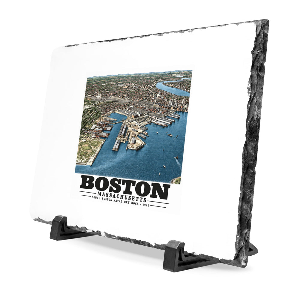 Navy Yard Annex, So. Boston, MA from East, 3000 feet 7 × 11 in Slate Desk Plaque - Boston Harbor