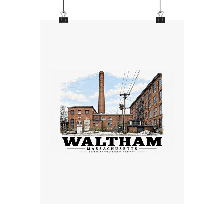 Illustrated Boston Manufacturing Company in Waltham on unframed matte poster