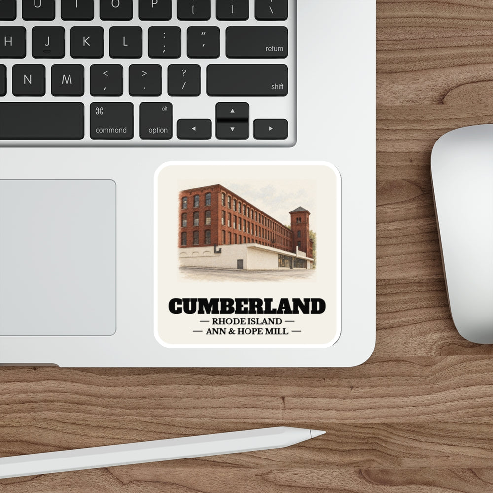 Cumberland Ann & Hope Mill sticker shown on a laptop