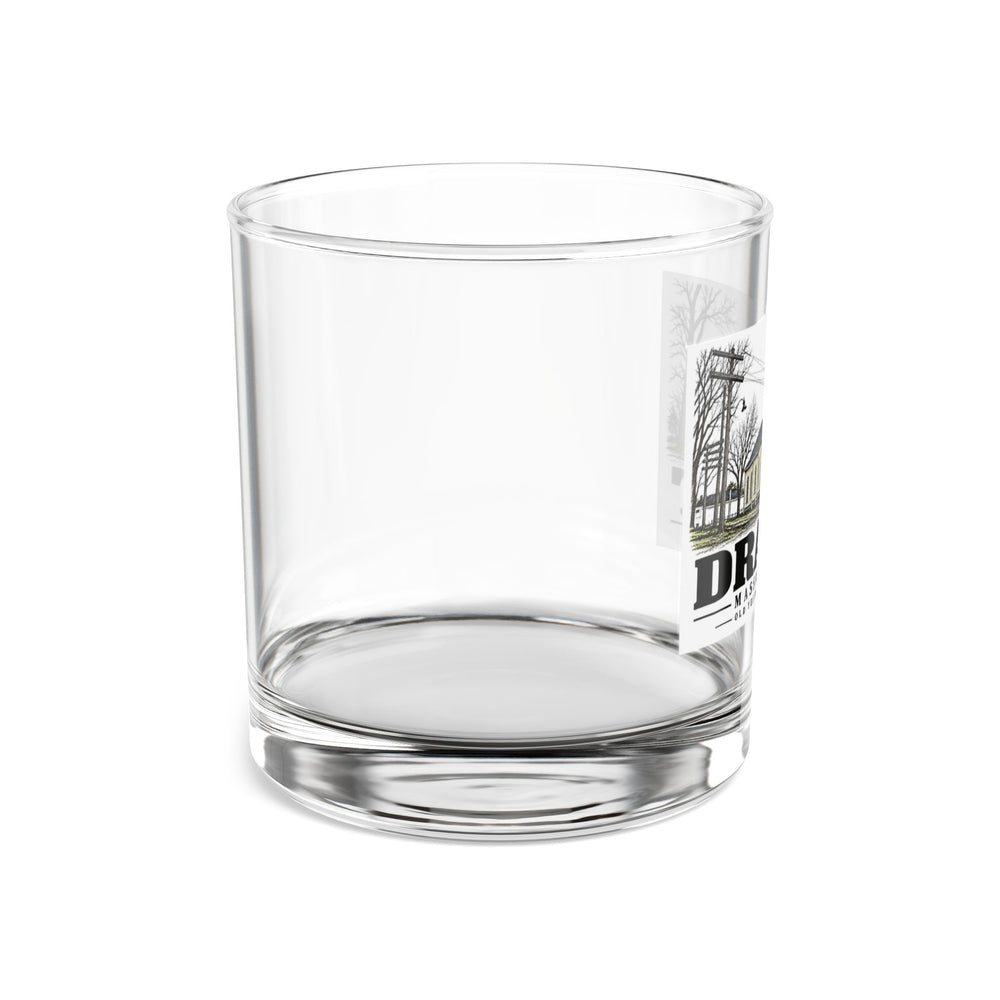 Old Yellow Meeting House, Dracut illustration on 10 oz rocks glass — right side view