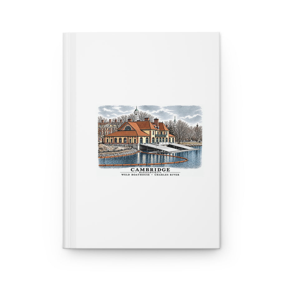 Weld Boathouse, 971 Memorial Drive, beside Anderson Bridge Matte Hardcover Journal - Charles River
