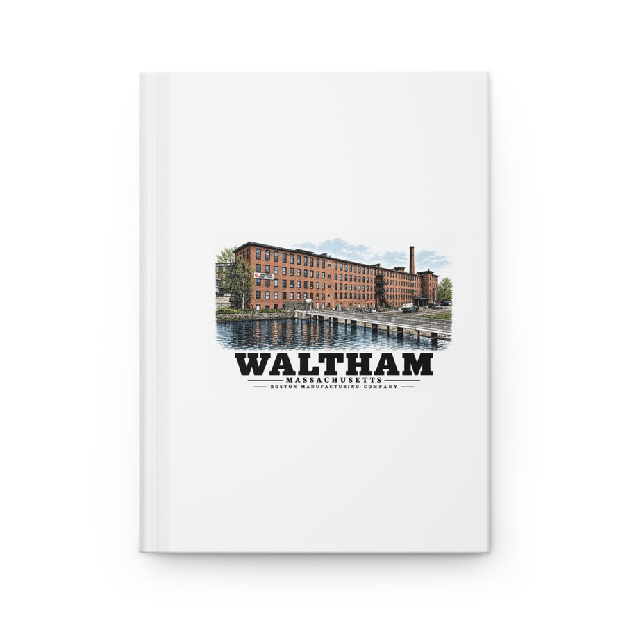 Illustrated Boston Manufacturing Company in Waltham on matte hardcover journal
