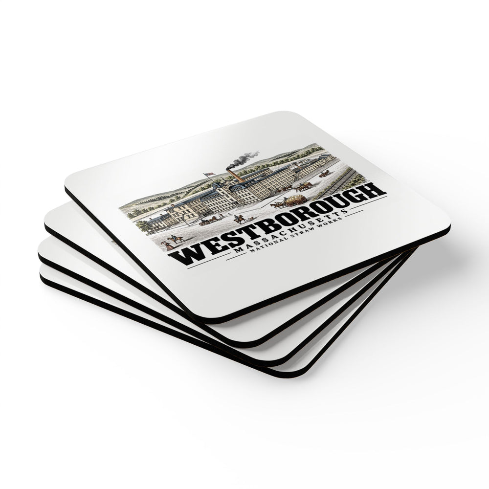 WESTBOROUGH National Straw Works Cork Back Coaster Set - Assabet Valley Goods