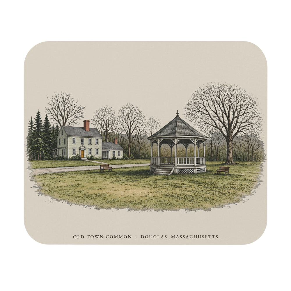 Douglas Old Town Common mouse pad mockup showing the full illustrated print