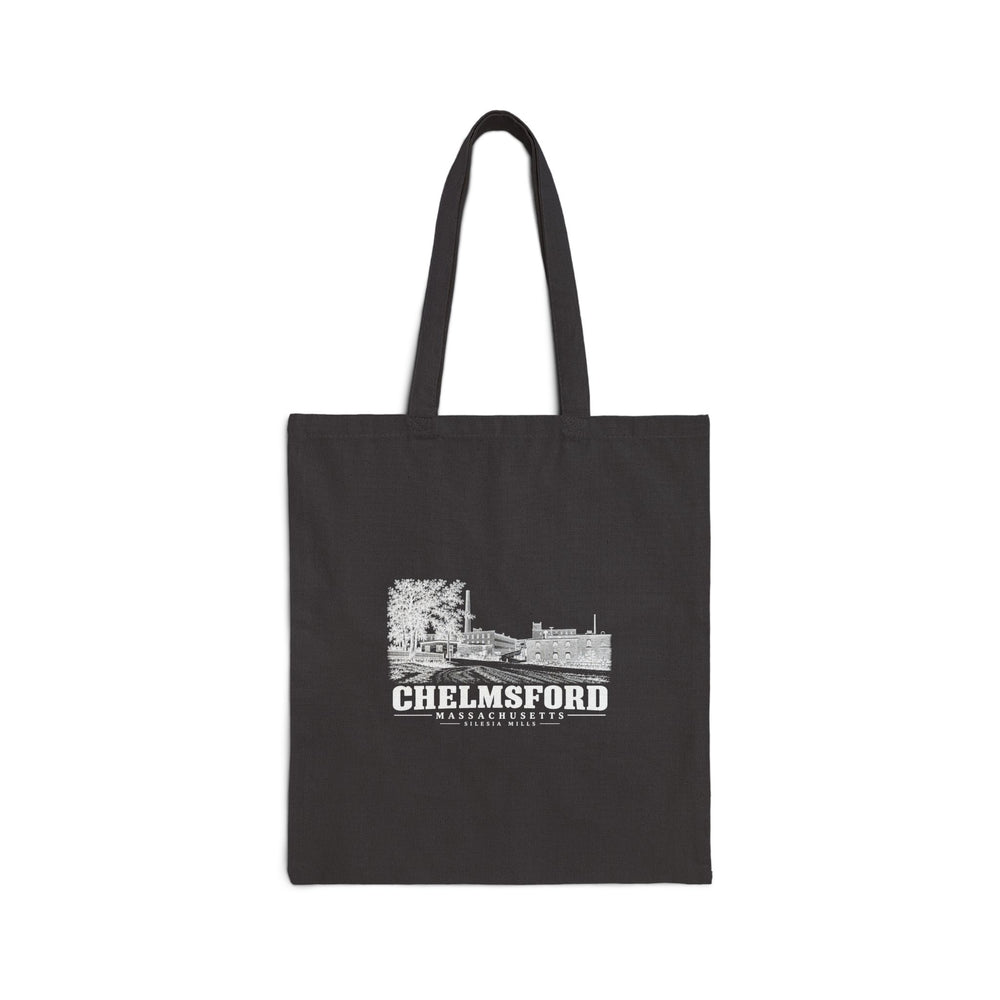Silesia Mills with neighboring industrial offices Natural + Black Heavy Canvas Tote - Merrimack Valley Goods