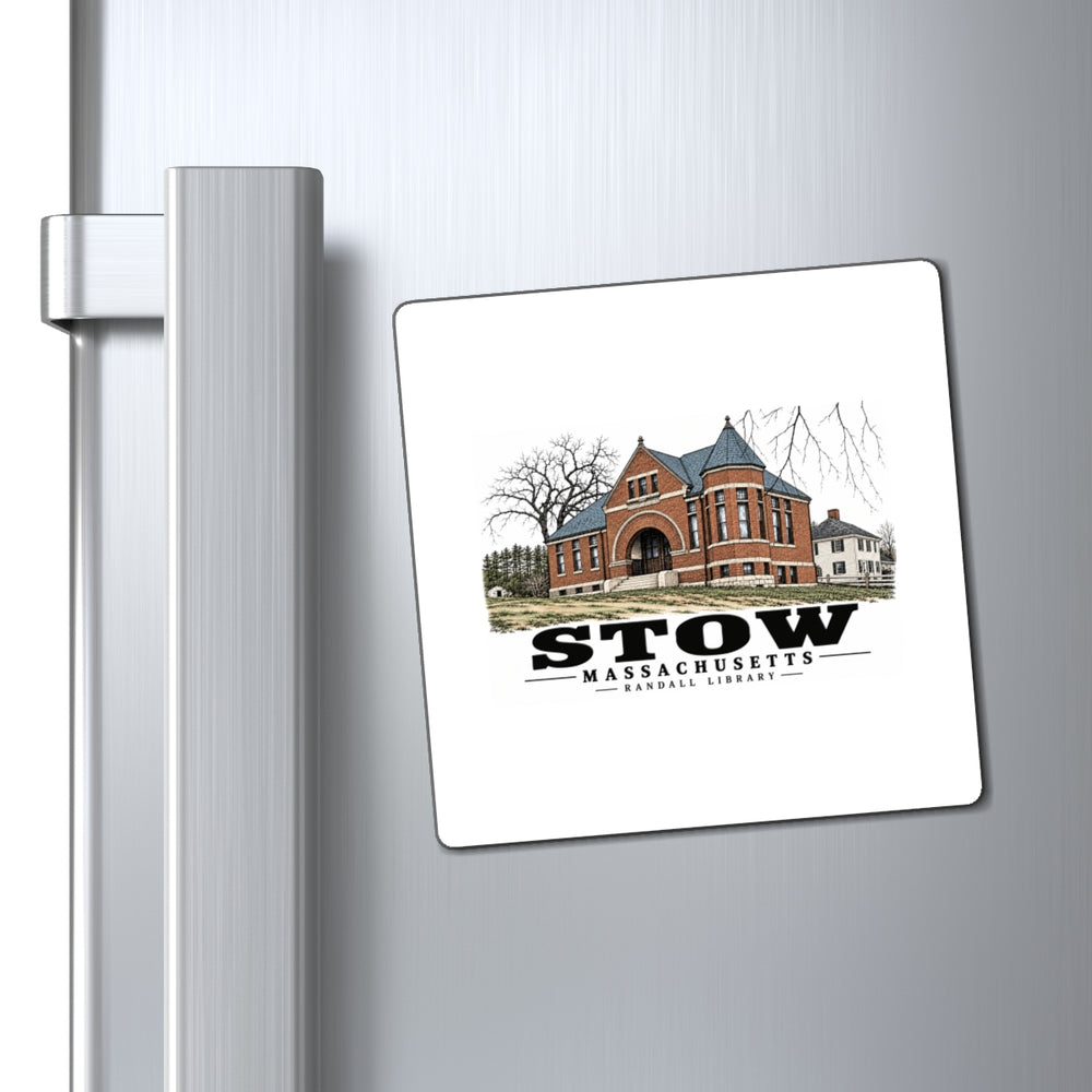 Illustrated Randall Library in Stow on square magnet