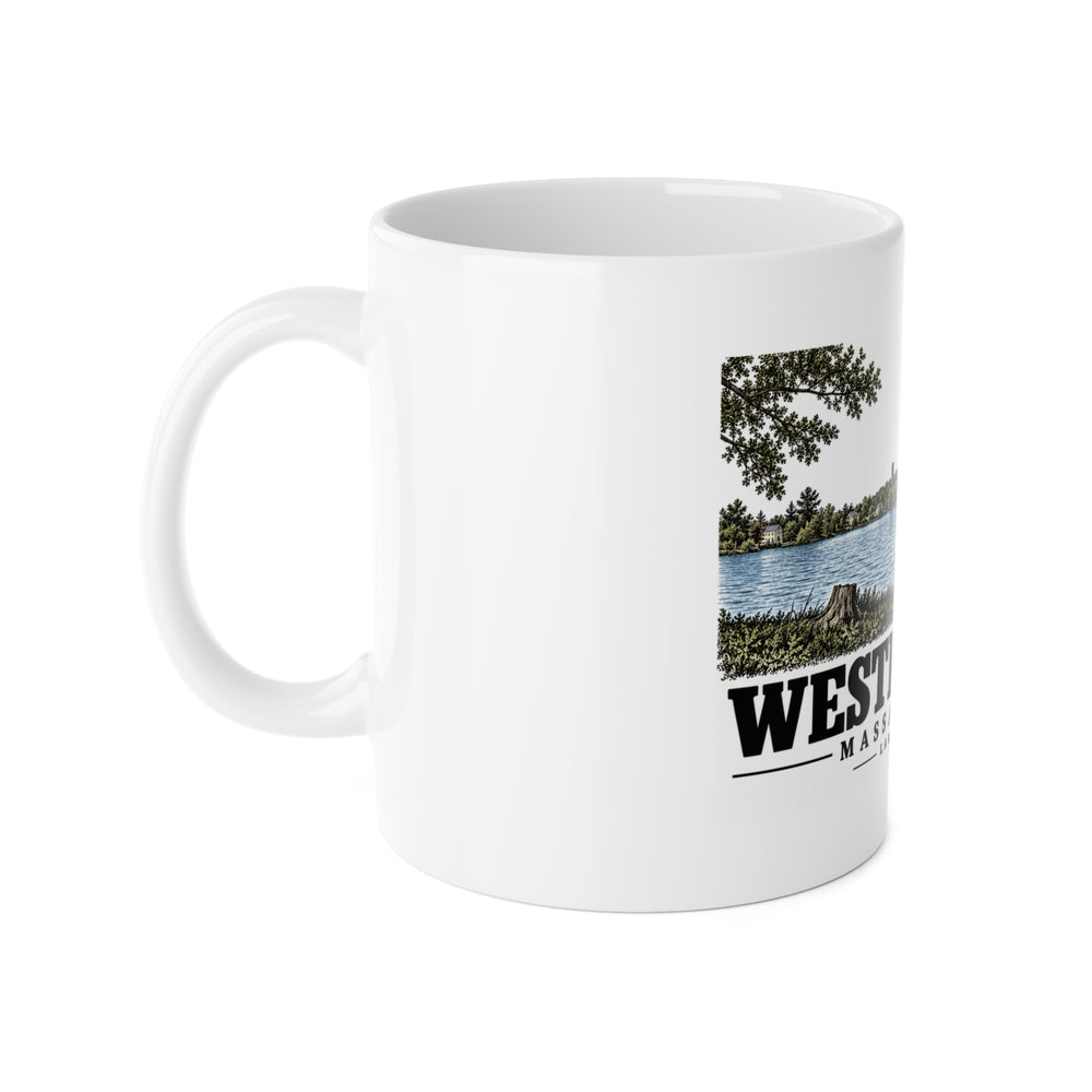 WESTBOROUGH Lake Chauncy 11 oz White Ceramic Mug - Assabet Valley Goods