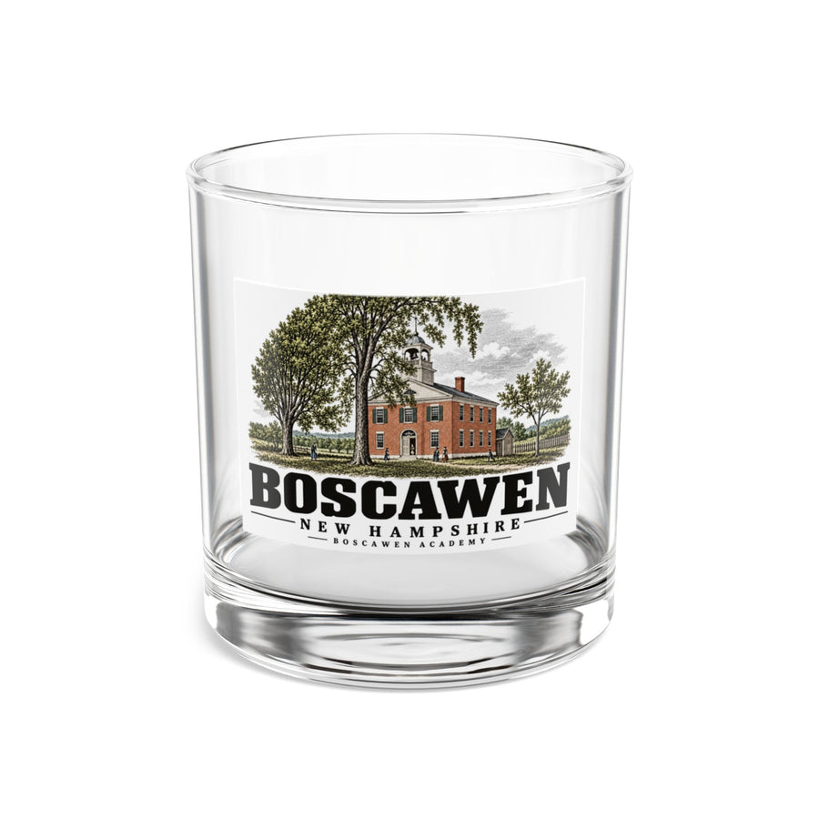 Front of Boscawen Academy rocks glass, with Boscawen, New Hampshire artwork and lettering.