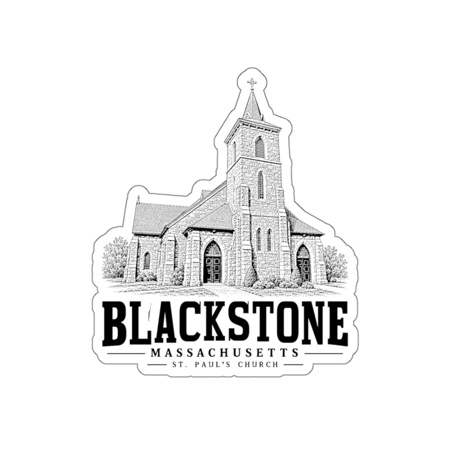 Blackstone St. Paul's Church 4 in Die-Cut Sticker in White — front view