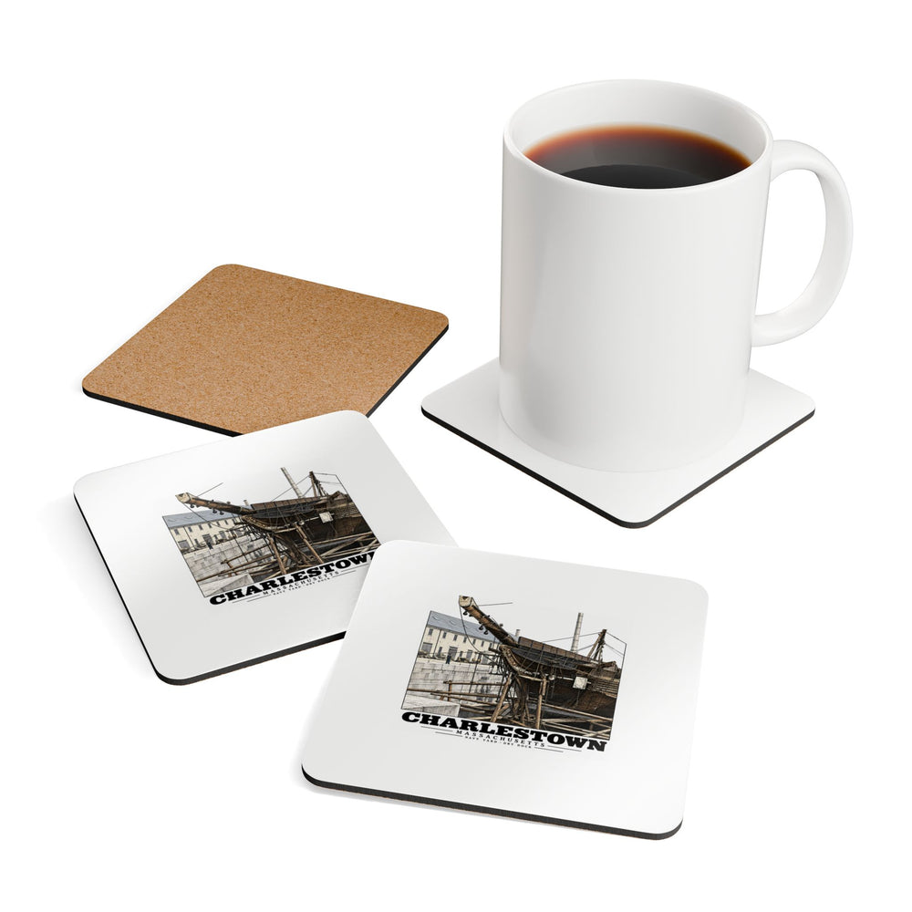 Dry Dock, Charlestown Navy Yard Cork Back Coaster Set - Boston Harbor
