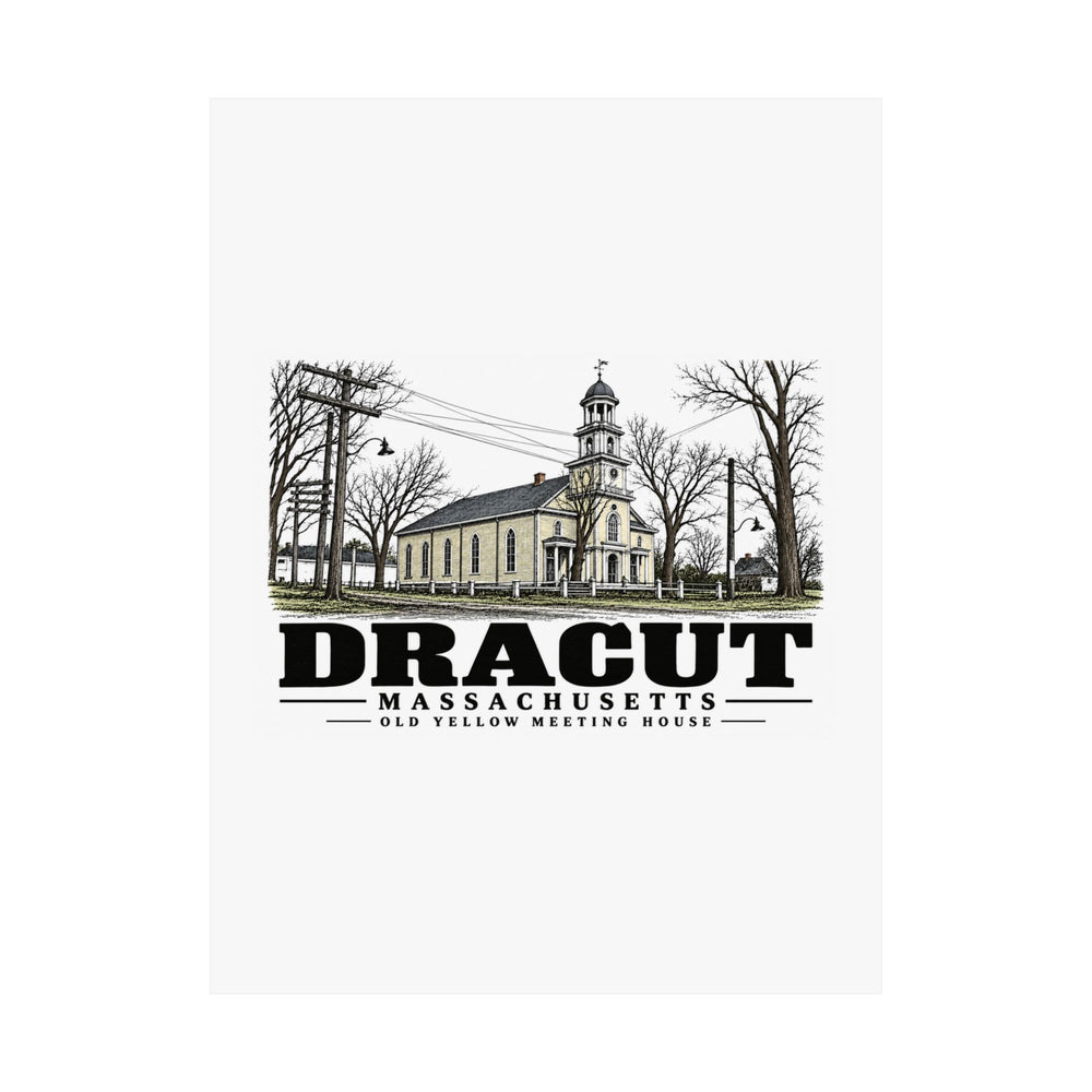 18 x 24 unclipped front of Old Yellow Meeting House matte poster, Dracut, Massachusetts.