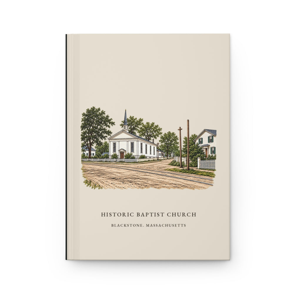 Blackstone Historic Baptist Church / Streetscape journal mockup showing the illustrated cover