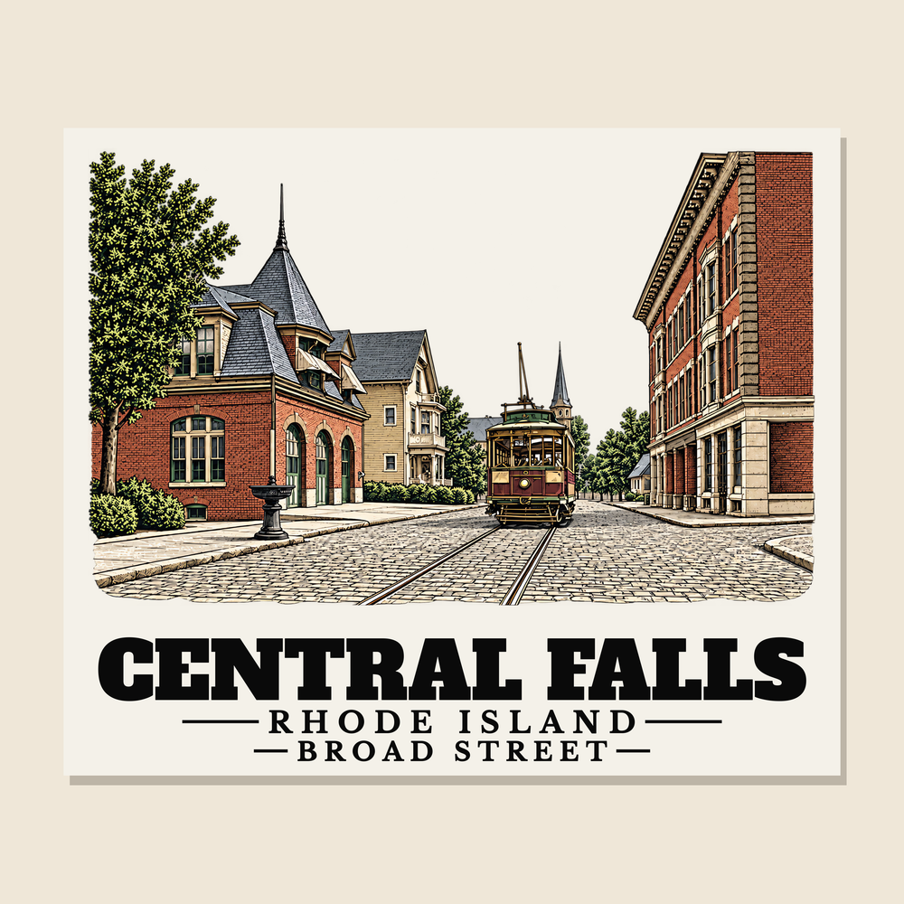 Broad Street — Central Falls, Rhode Island woven blanket design with town lettering