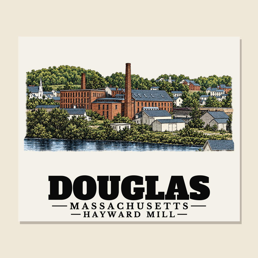 Hayward Mill — Douglas, Massachusetts woven blanket design with town lettering