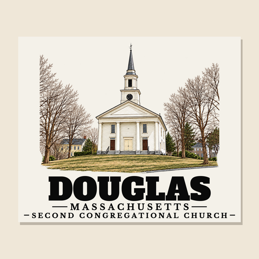Second Congregational Church — Douglas, Massachusetts woven blanket design with town lettering