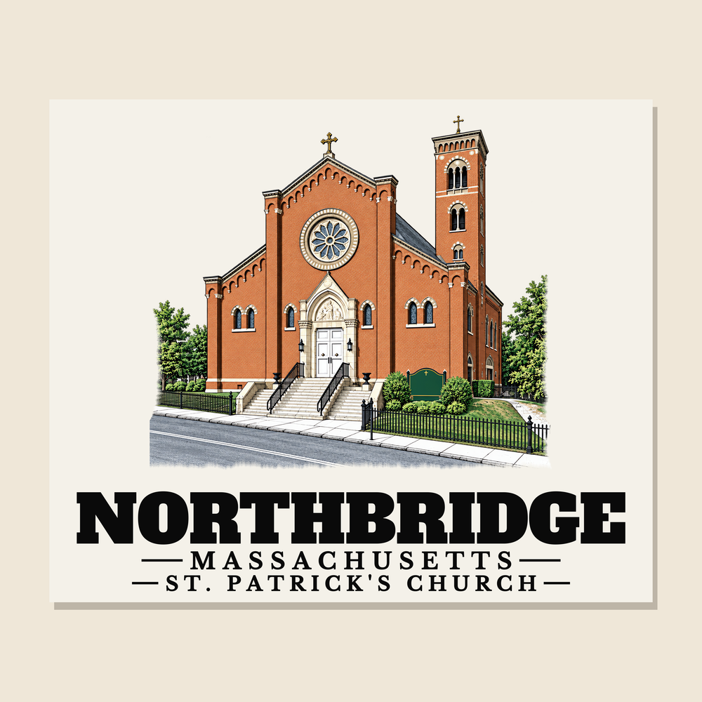 St. Patrick's Church — Northbridge, Massachusetts woven blanket design with town lettering