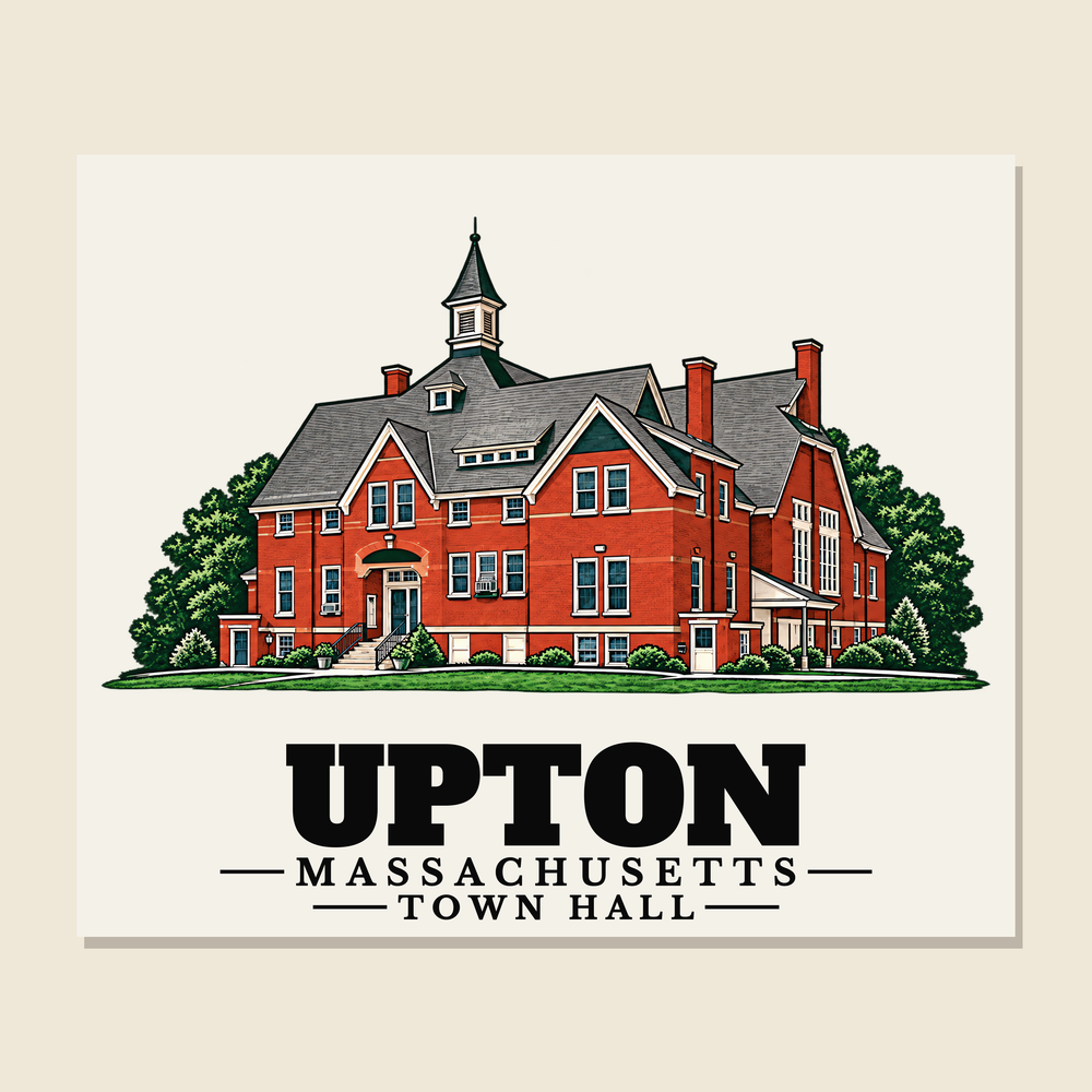 Town Hall — Upton, Massachusetts woven blanket design with town lettering