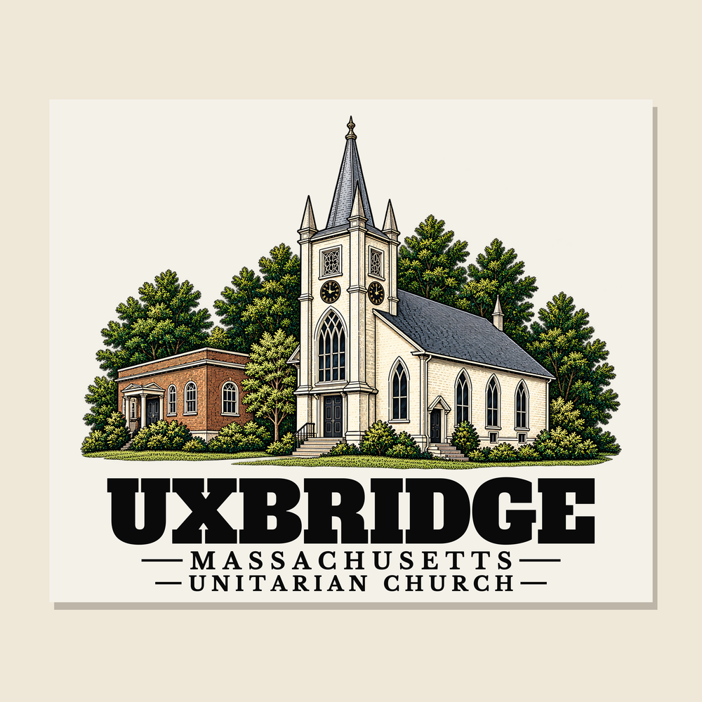 Unitarian Church — Uxbridge, Massachusetts woven blanket design with town lettering