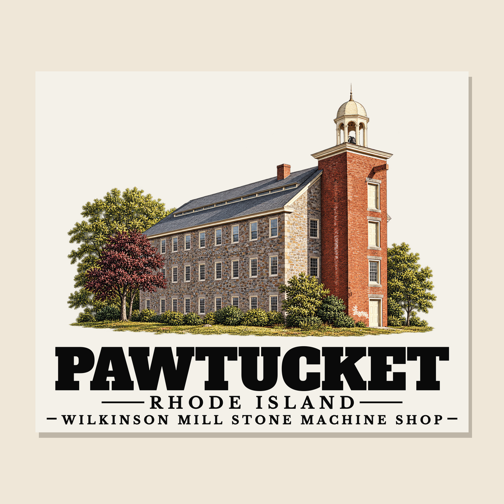 Wilkinson Mill Stone Machine Shop — Pawtucket, Rhode Island woven blanket design with town lettering