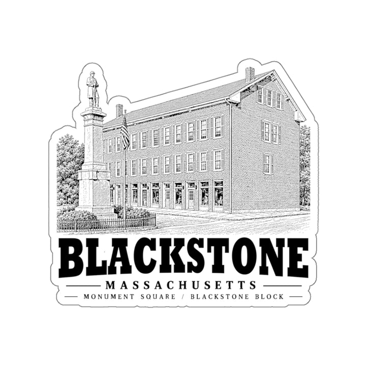 Blackstone Monument Square / Blackstone Block 4 in Die-Cut Sticker in White — front view