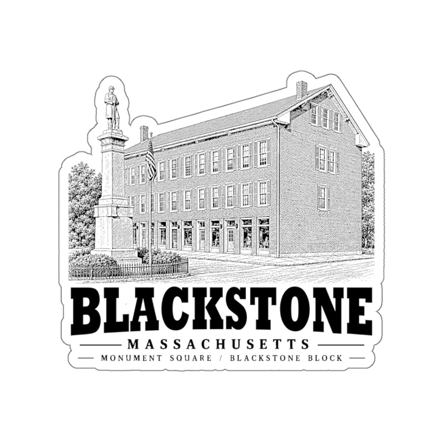 Blackstone Monument Square / Blackstone Block 4 in Die-Cut Sticker in White — front view