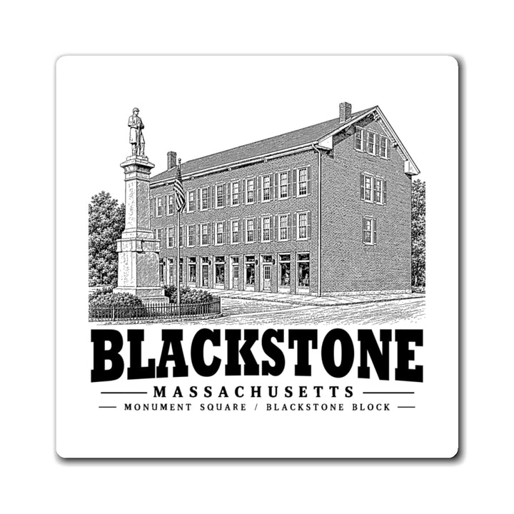 Blackstone Monument Square / Blackstone Block 4 in Magnet in White — front view